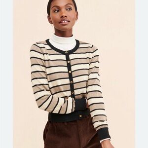 Chaser Black & Gold Metallic Striped Cardigan Sweater Small EUC
